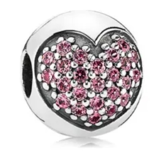 Pandora Pink CZ Sparkly Hearts Love Of My Life Rare Retired Clip Bead Charm - Picture 1 of 7